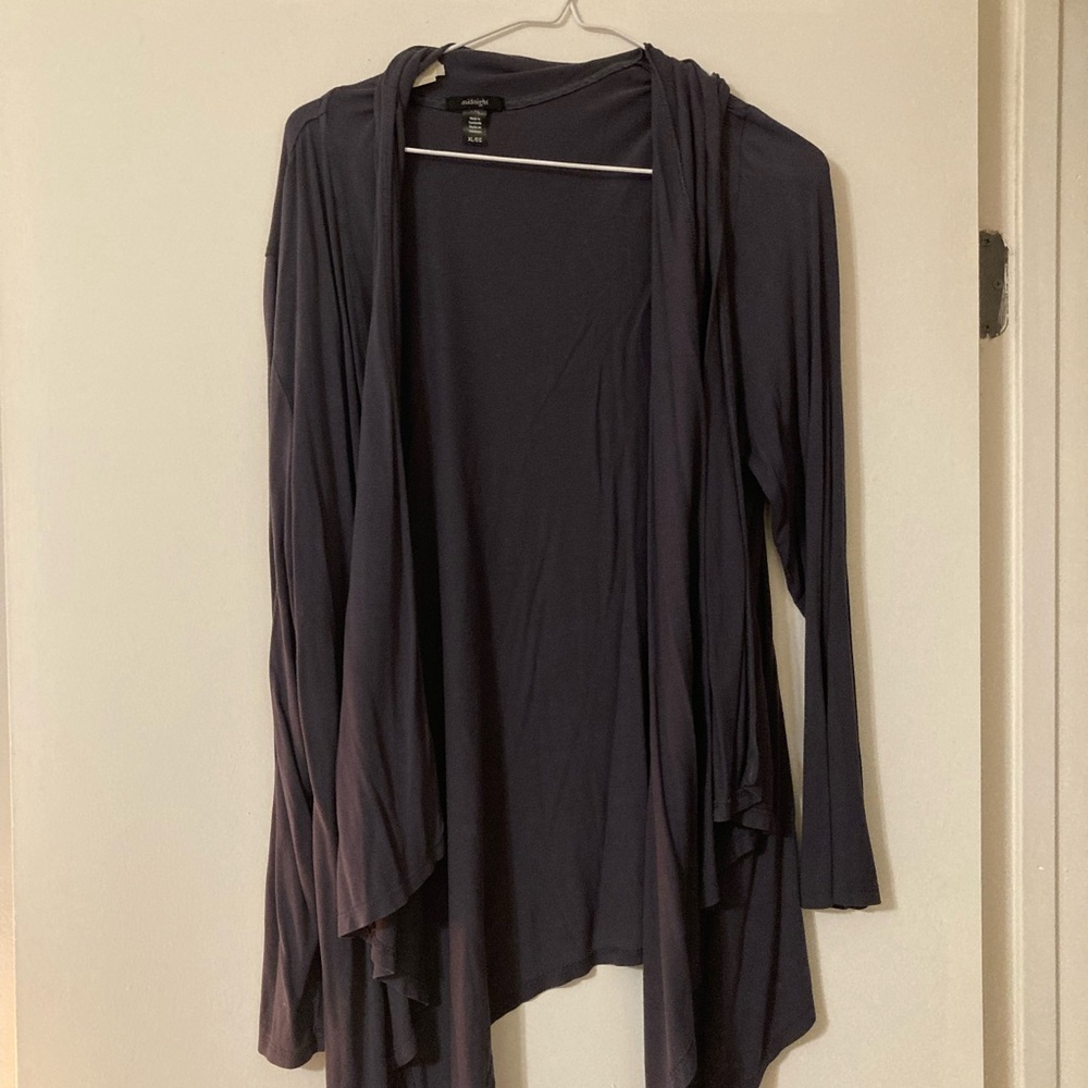 Dark Blue/Grey Open Front Cardigan